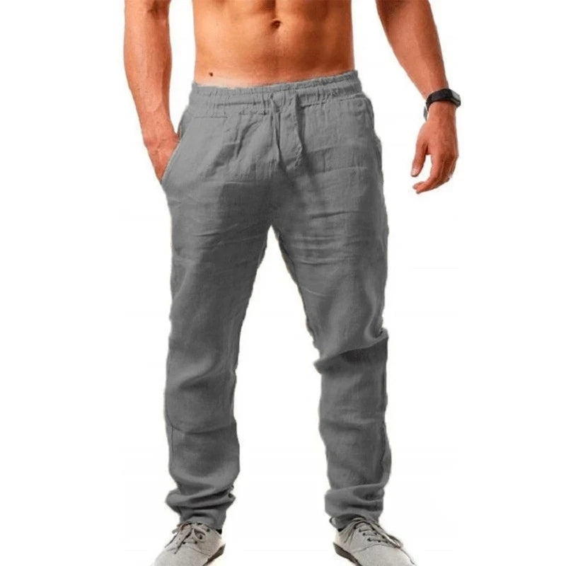 New Spring Summer Men's Cotton Linen Pants Breathable Solid Color Linen Trousers Men Casual Fitness Streetwear S-3Xl