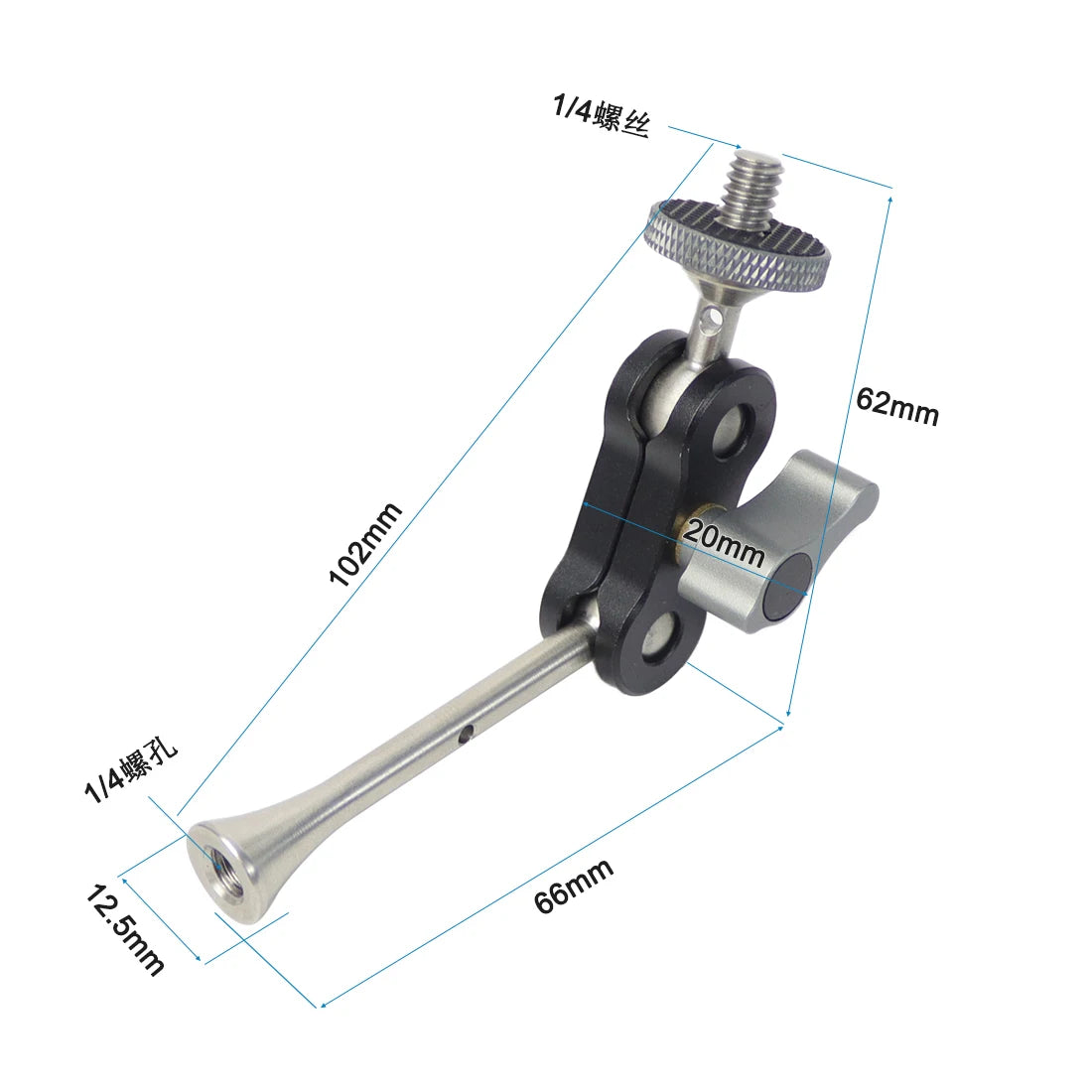 Dual Ball Head Magic Arm Swivel Mount Adapter with 1/4'' Screw for DJI OSMO360 for DSLR Camera Video Monitor Light Mic Bracket