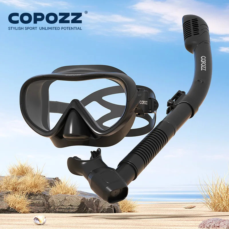 COPOZZ Professional Diving Mask Full Vision Mask Underwater Snorkel Mask Set Swimming Snorkel HD Anti Fog Diving Equipment WardBoyzPROShop