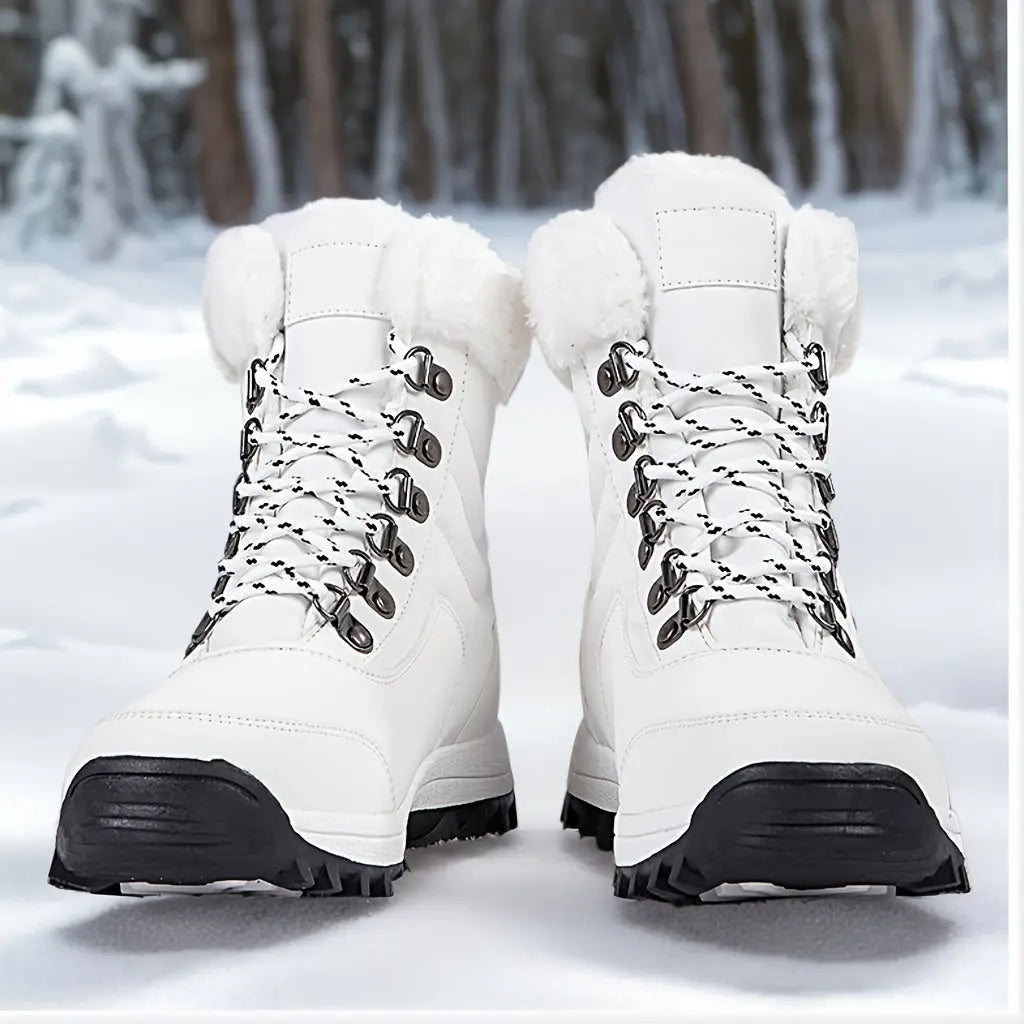 Womens Snow Boots Mid-Calf Winter Boots Fur Lined Non-Slip Warm Boots For Work Hiking Outdoor Waterproof Warm WardBoyzPROShop