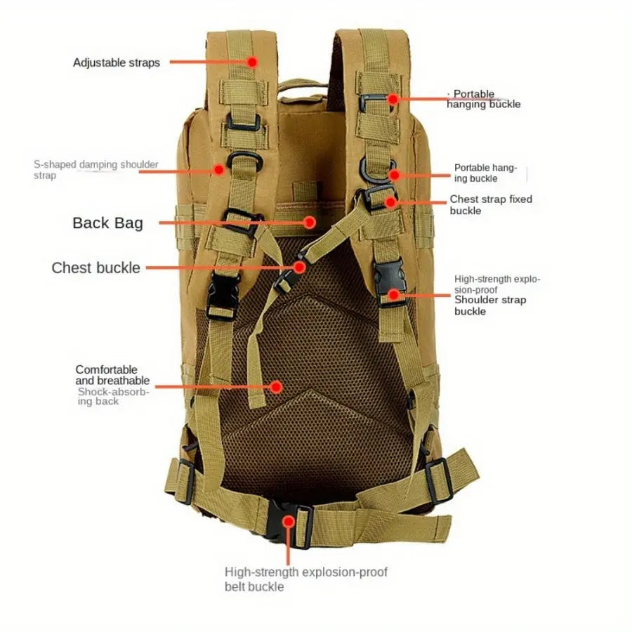 35L Large Capacity Rugged Outdoor Adventure Bag with All-Weather Protection & Multi-Compartment Design for Camping, Hiking & Travel WardBoyzPROShop