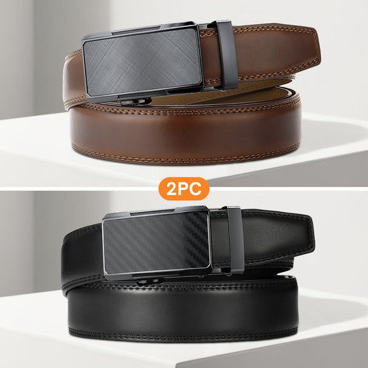 [2 Pack Leather Ratchet Belt] CHAOREN Mens Belts Leather Ratchet 2 Pack - Mens Dress Belt for Dress Pants (32mm) WardBoyzPROShop