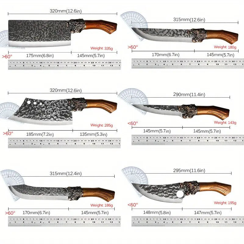 Professional Stainless Steel Chef Knife Set 7-Piece Handmade Forged Replaceable Blade Butcher Kitchen Scissors Super Sharp Bone Picking Duck Fish Cutter WardBoyzPROShop