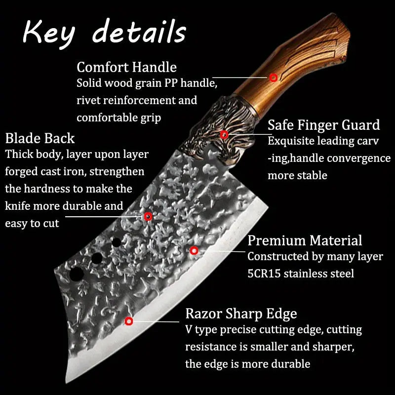 Professional Stainless Steel Chef Knife Set 7-Piece Handmade Forged Replaceable Blade Butcher Kitchen Scissors Super Sharp Bone Picking Duck Fish Cutter WardBoyzPROShop