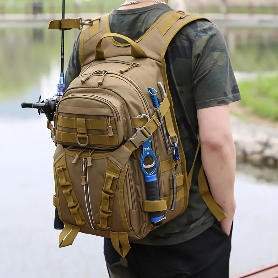 1pc Premium Fishing Backpack - Spacious Storage for Bait, Hooks, Line & Reels - Durable, Portable, Perfect for Outdoor Fishing Adventures WardBoyzPROShop