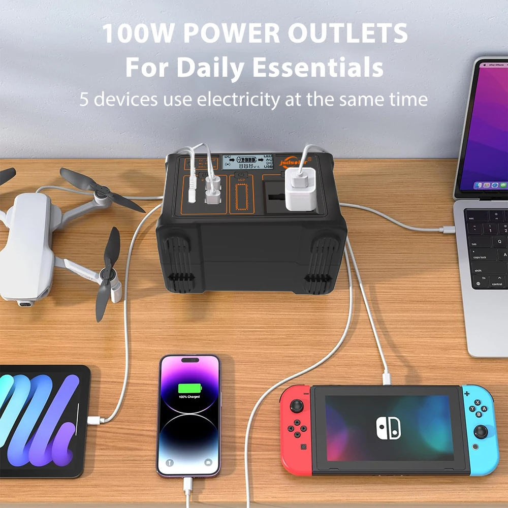 24000mAh Power Station 100W LiFePO4 Solar Generator Portable Power Station UPS Emergency Energy Storage Supply for Camping RV WardBoyzPROShop