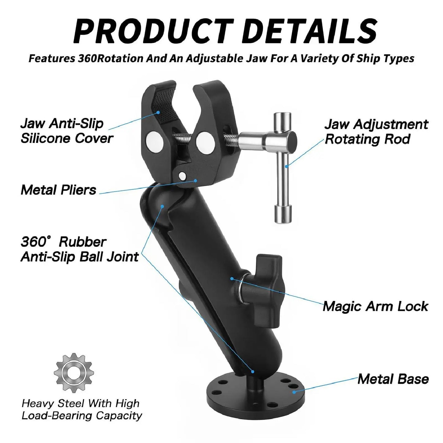 1 PcTrolling Motor Stabilizer Support Parts for Flat Bottom Boats Boating Sports Outdoor Sports Boating Sailing Boat Easy to Use