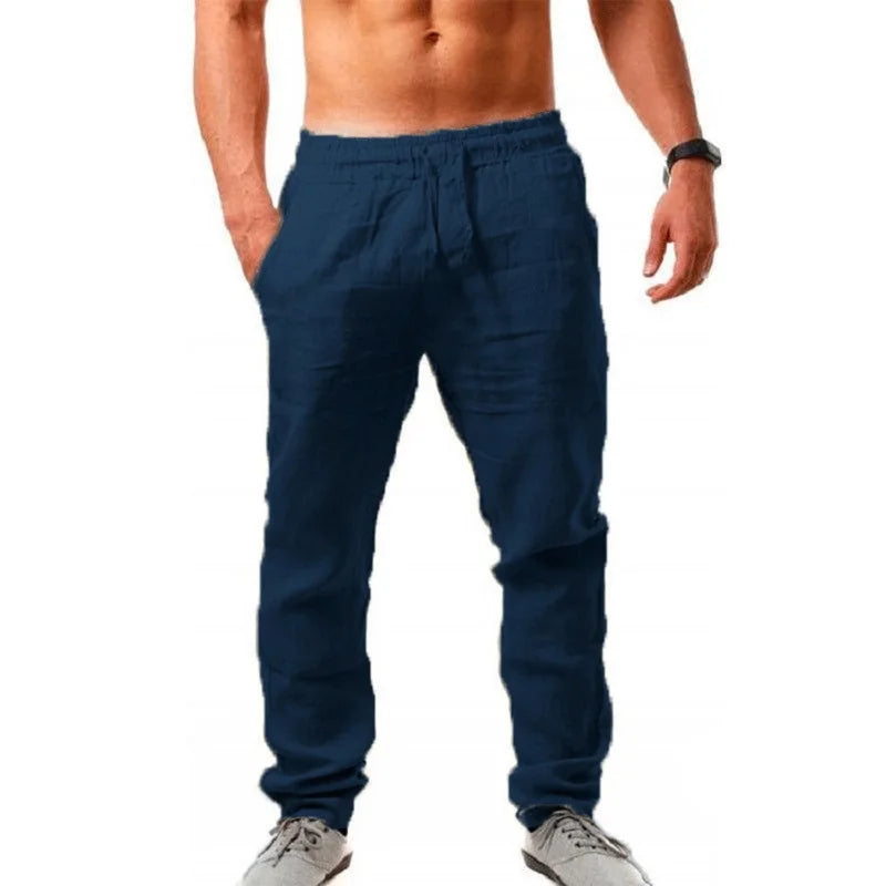 New Spring Summer Men's Cotton Linen Pants Breathable Solid Color Linen Trousers Men Casual Fitness Streetwear S-3Xl