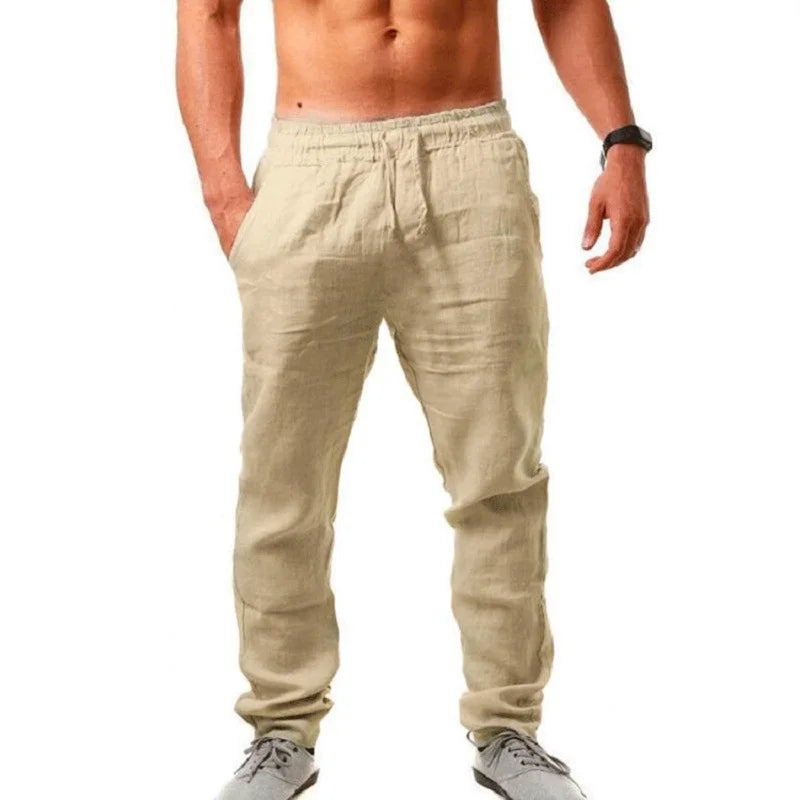 New Spring Summer Men's Cotton Linen Pants Breathable Solid Color Linen Trousers Men Casual Fitness Streetwear S-3Xl
