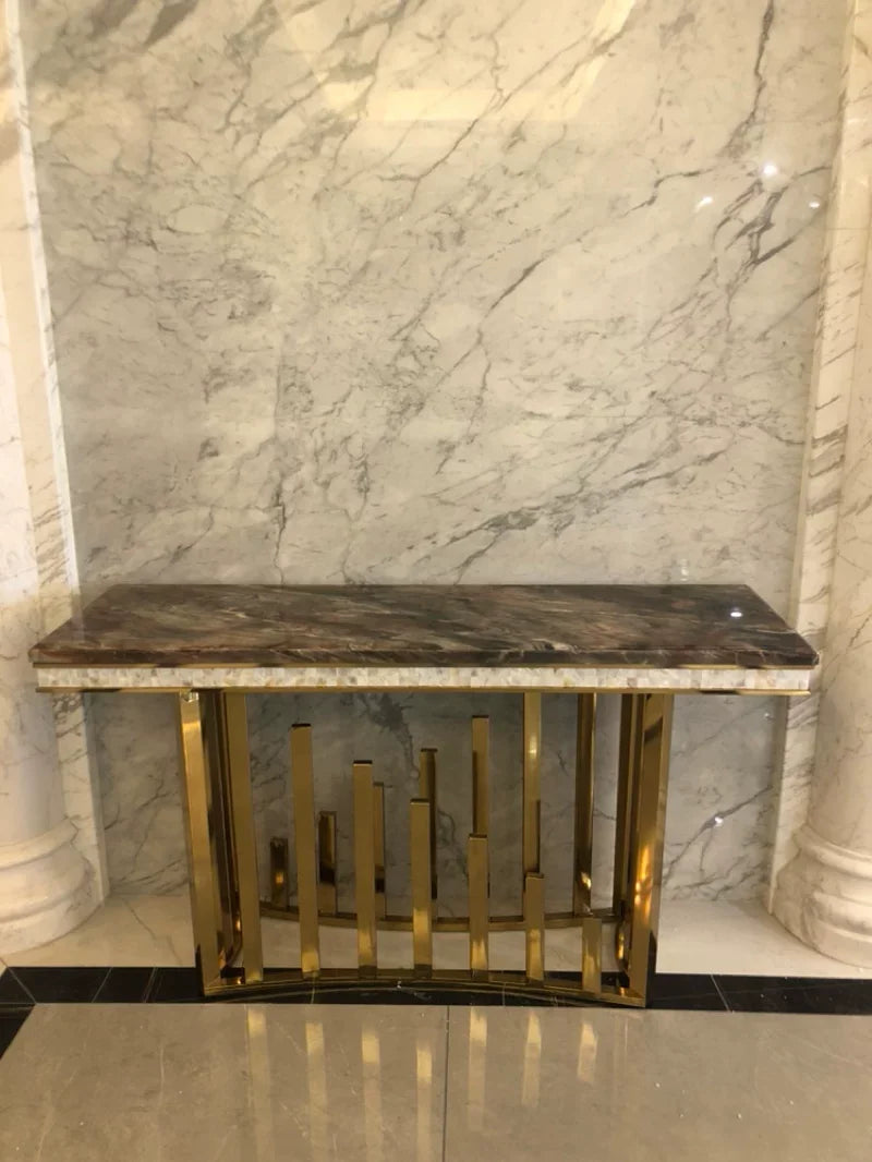 High quality Sofa Tables Golden Porch European Style Marble Nordic Living Room Door Entry stainless steel Art