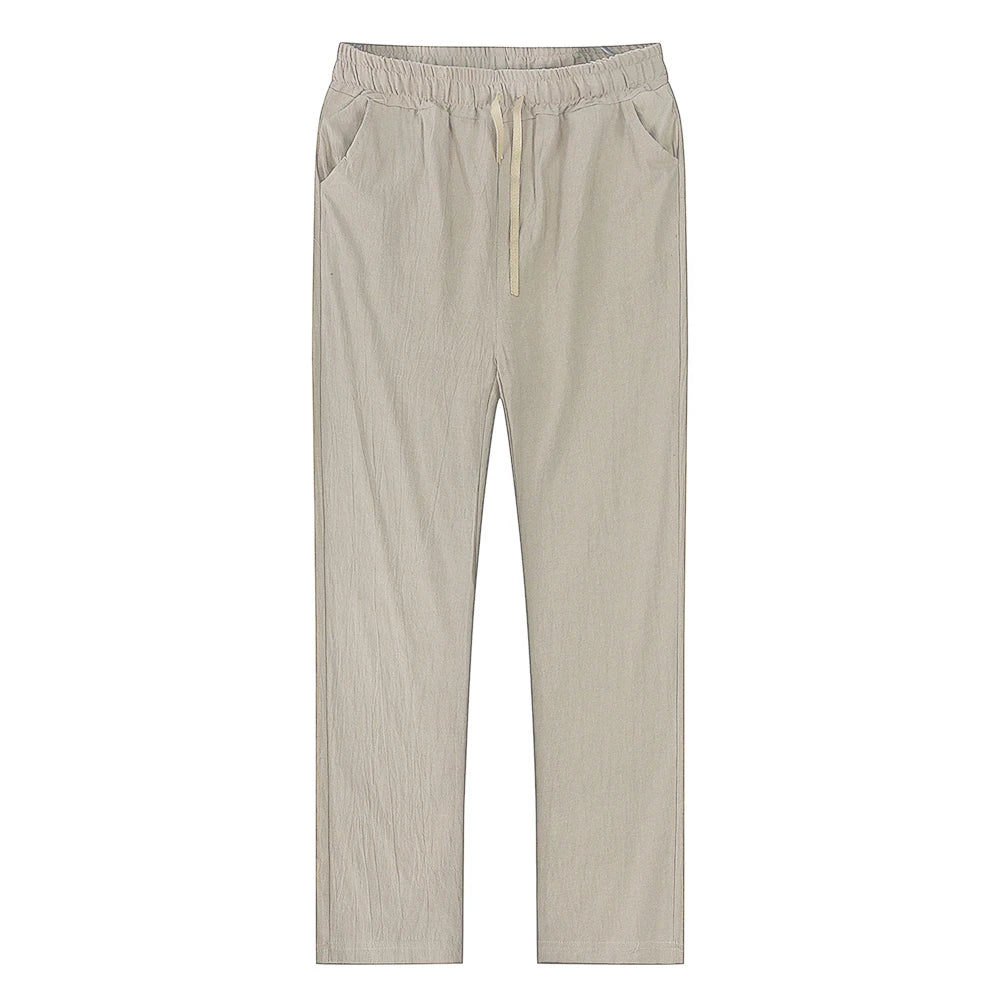 New Spring Summer Men's Cotton Linen Pants Breathable Solid Color Linen Trousers Men Casual Fitness Streetwear S-3Xl