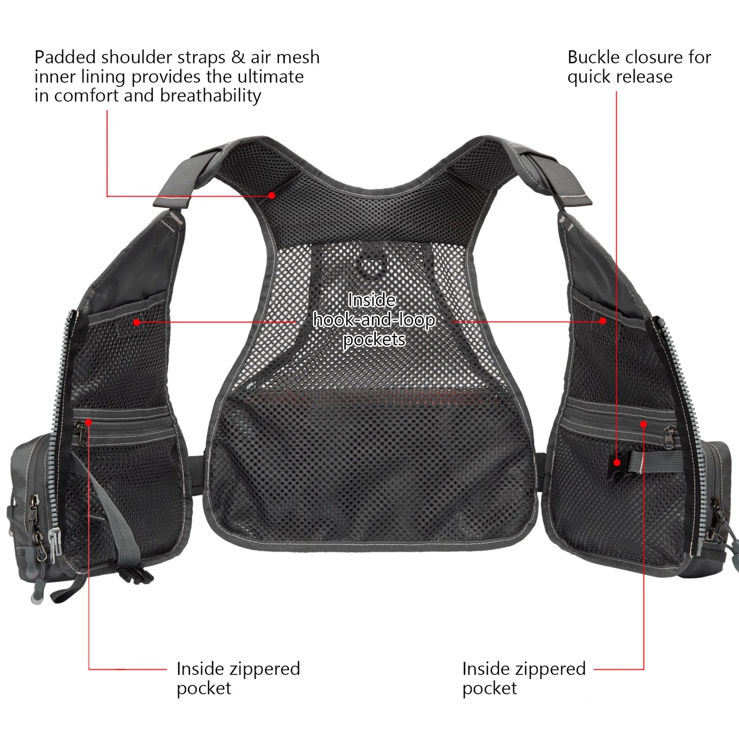Bassdash FV09 Fly Fishing Vest for Youths Kids Adjustable Size with Multiple Pockets Trout Bass Fishing Gear