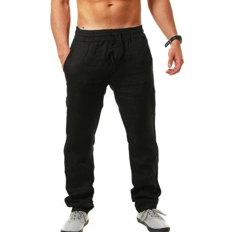 New Spring Summer Men's Cotton Linen Pants Breathable Solid Color Linen Trousers Men Casual Fitness Streetwear S-3Xl
