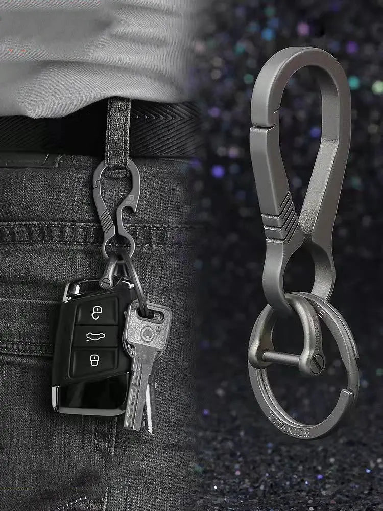 High-End Titanium Keychain Luxury Men Car Key Chain Key Ring Ultra Lightweight EDC Carabiner Holder The Best Gift For Men WardBoyzPROShop