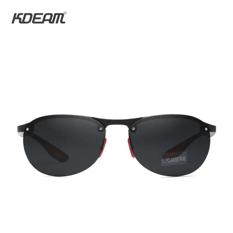 KDEAM Rimless Oval Men's Sunglasses Polarized TR90 Material Frame TAC Polarization Lense Soft Rubber Foot Cover WardBoyzPROShop