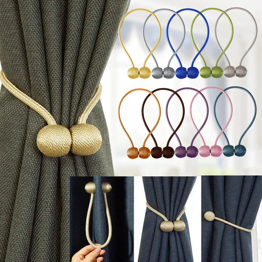 BELAVENIR 2Pcs Magnetic Curtain Tieback High Quality Clip Curtains Buckle Holder Decorative Home Polyester Curtains Accessories WardBoyzPROShop