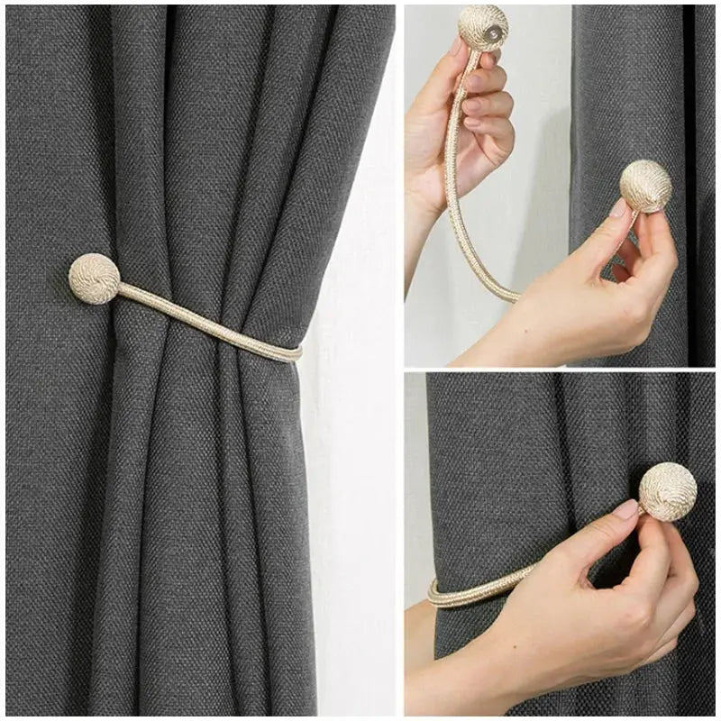 BELAVENIR 2Pcs Magnetic Curtain Tieback High Quality Clip Curtains Buckle Holder Decorative Home Polyester Curtains Accessories WardBoyzPROShop