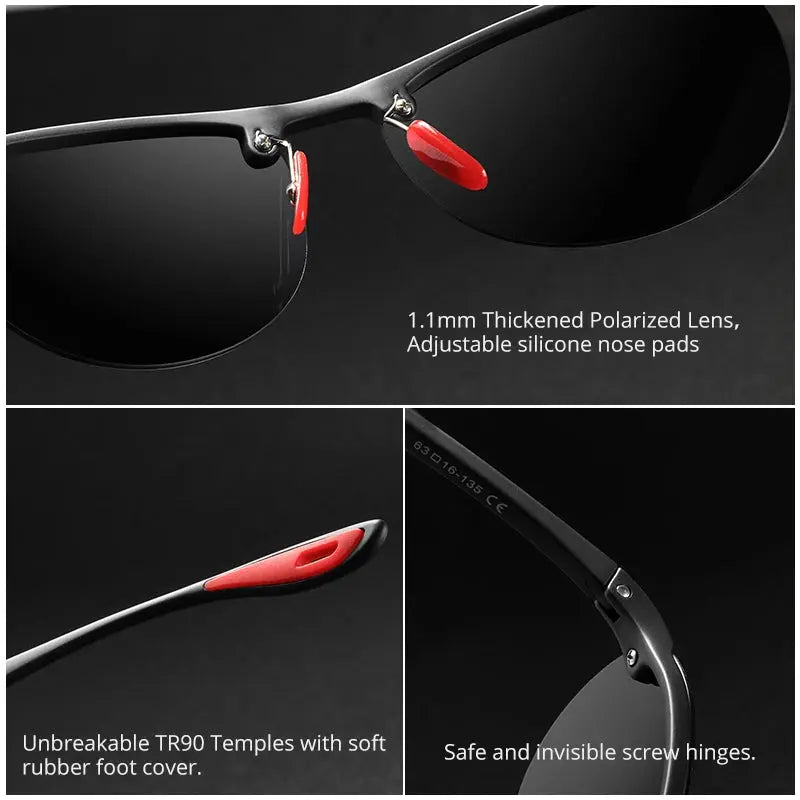 KDEAM Rimless Oval Men's Sunglasses Polarized TR90 Material Frame TAC Polarization Lense Soft Rubber Foot Cover WardBoyzPROShop