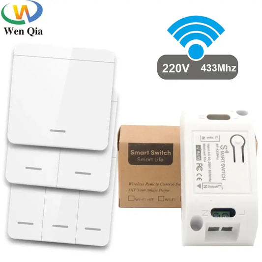 433Mhz Smart Light Switch LED Push Button Switch Universal Wireless Remote Control AC90~250V 10A 1CH Relay controller for Lamp WardBoyzPROShop
