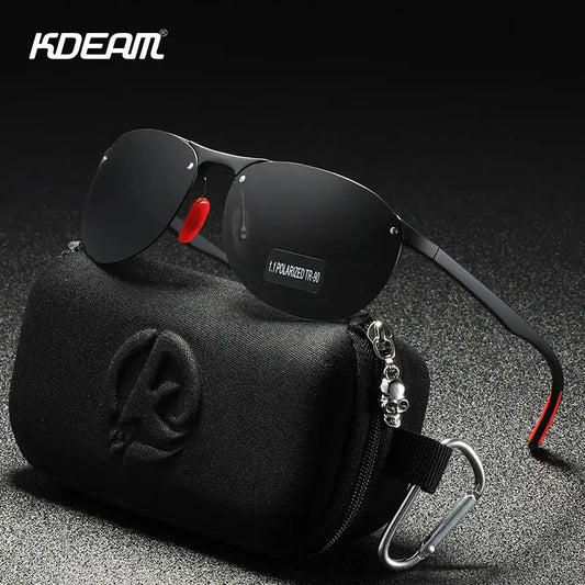 KDEAM Rimless Oval Men's Sunglasses Polarized TR90 Material Frame TAC Polarization Lense Soft Rubber Foot Cover WardBoyzPROShop