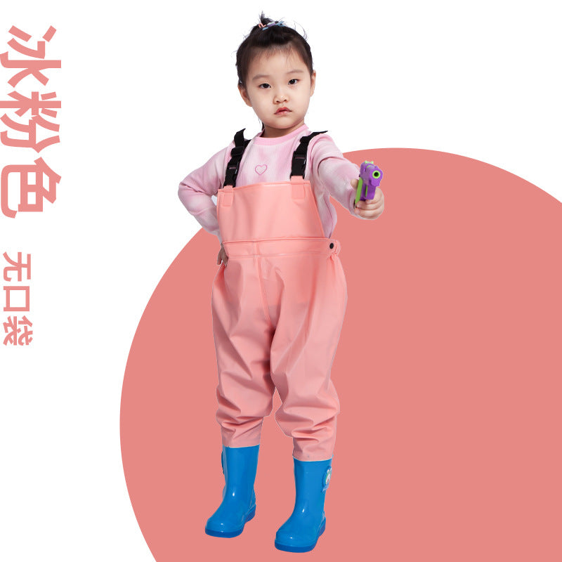 Ganhai Equipment Children's Playing Water Suit Wading Waterproof Pants Kindergarten Beach Fish Strap Rain Shoes Water Pants