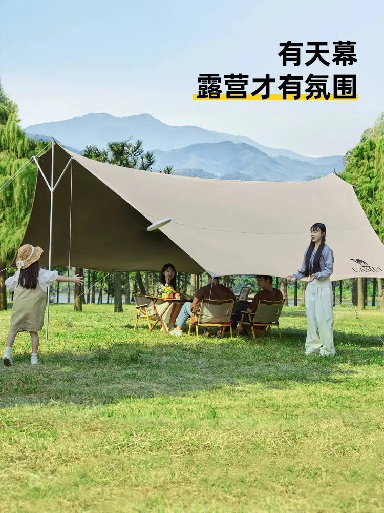 Camel Trident Canopy Tent Outdoor Large Camping Vinyl Curtain Sunscreen Beach Sunshade Full Set Instrument WardBoyzPROShop