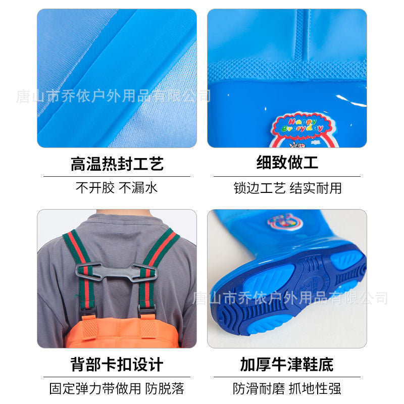 Ganhai Equipment Children's Playing Water Suit Wading Waterproof Pants Kindergarten Beach Fish Strap Rain Shoes Water Pants