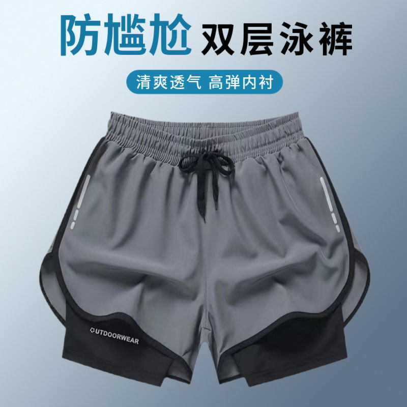 Men's Quick-Dry Large Size Breathable Boxer Beach Shorts Swimming Gear Sports Casual Loose High-Elasticity