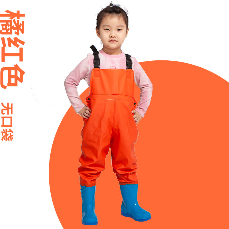 Ganhai Equipment Children's Playing Water Suit Wading Waterproof Pants Kindergarten Beach Fish Strap Rain Shoes Water Pants