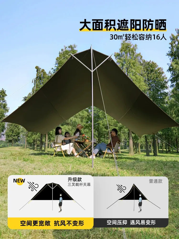 Camel Trident Canopy Tent Outdoor Large Camping Vinyl Curtain Sunscreen Beach Sunshade Full Set Instrument WardBoyzPROShop