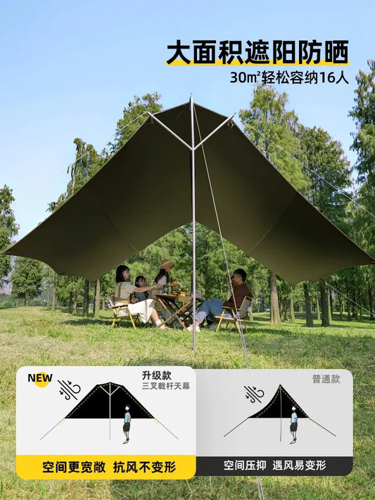 Camel Trident Canopy Tent Outdoor Large Camping Vinyl Curtain Sunscreen Beach Sunshade Full Set Instrument WardBoyzPROShop