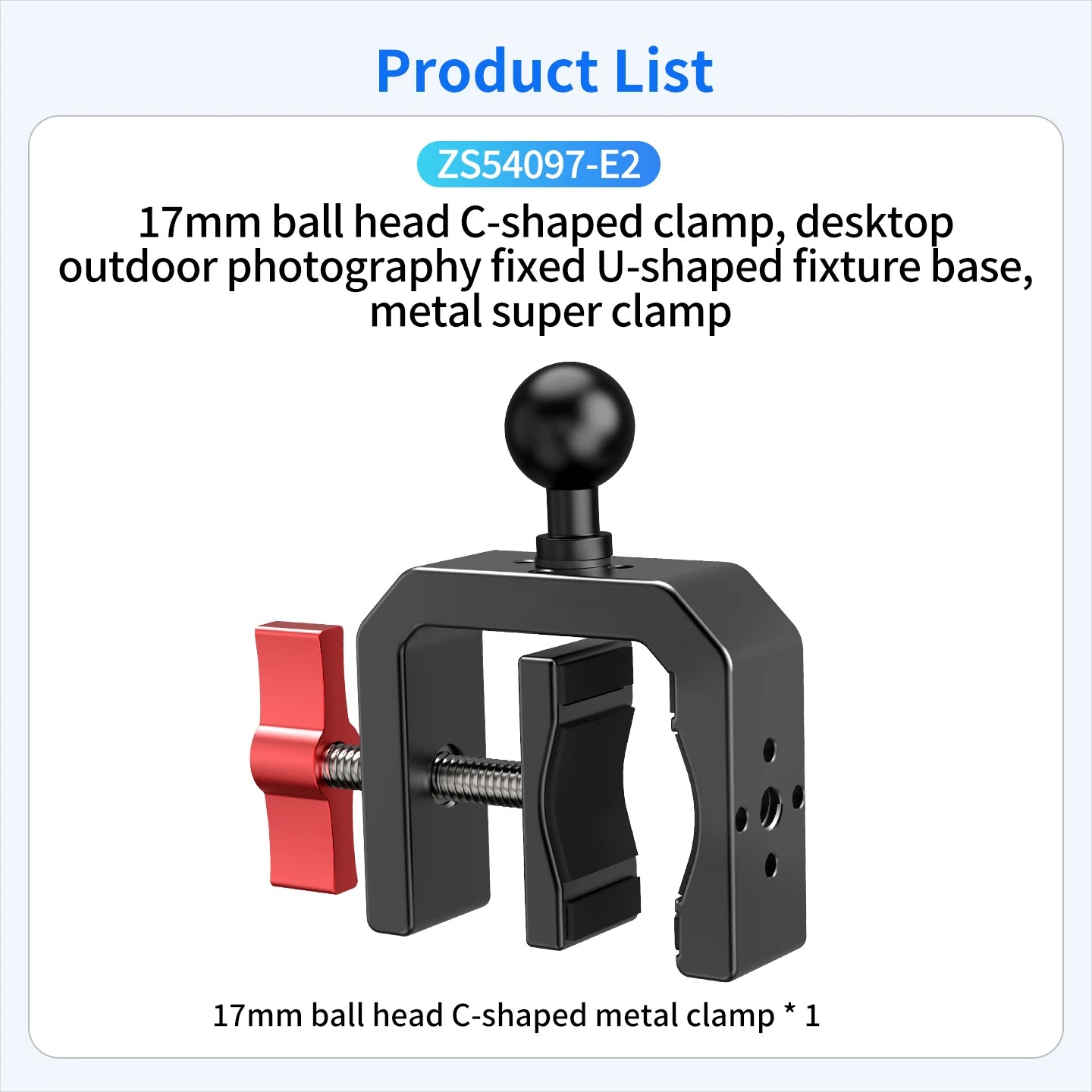 Super Clamp 1/4 ARRI Hole 17mm Ball Head for Gopro Hero 13 12 Insta360 for DJI Osmo Action DSLR Camera Desk Stand Accessories