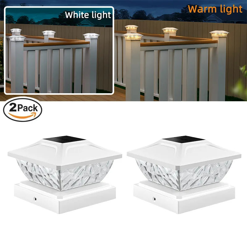 Outdoor Solar Post Cap 2 Modes Fence Light LED Post Lamp Solar Powered Waterproof For 4 Inch Wood Posts Yard Garden Outside