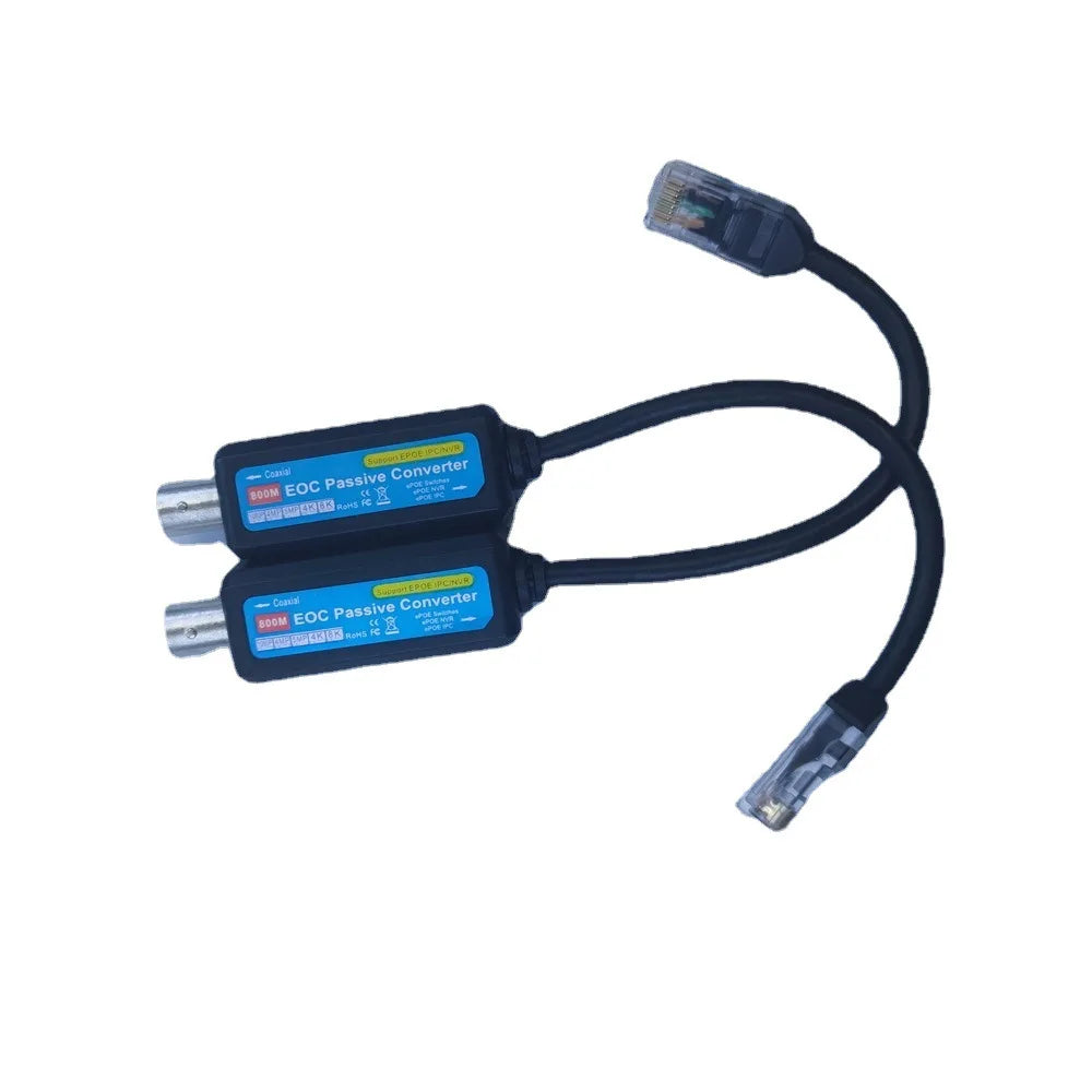 1 Pair IP Network Coaxial Transmitter Receiver Extender Safe Transmission Cables For IP NVR Camera 10/100Mbps IP to Coaxial