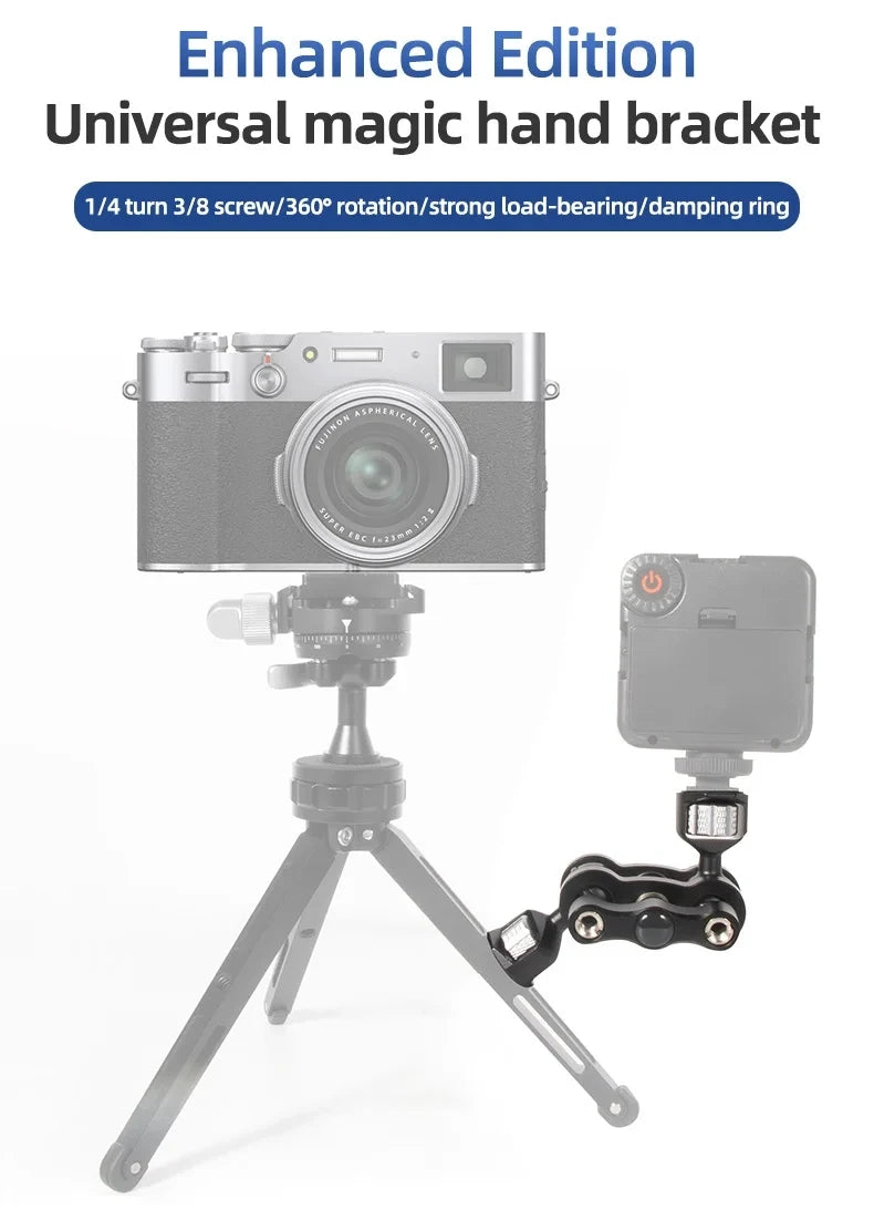 BEXIN TM-5 Articulating Magic Arm with Dual Ball Head for Tripod Phone Clip 1/4" Screw for LED Light LCD Monitor Microphone