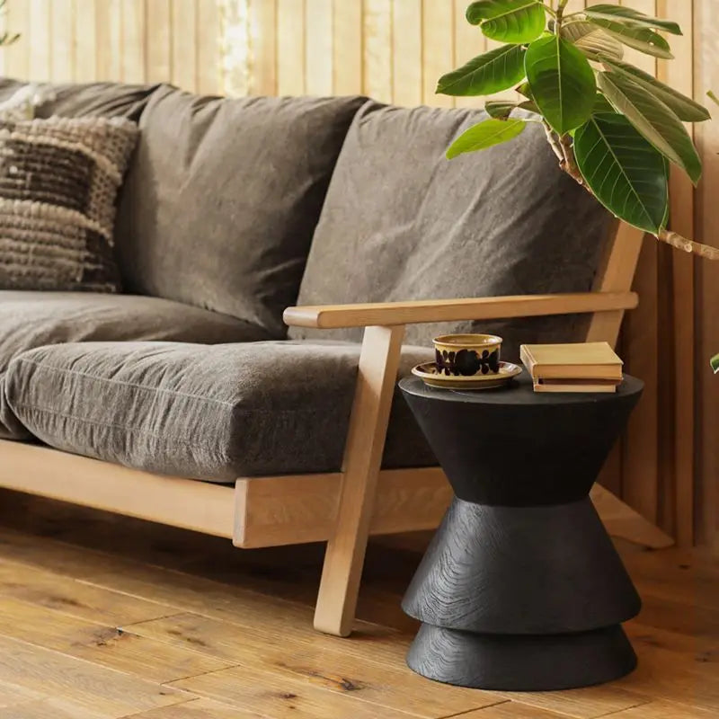 Solid Wood Natural Sofa Edge Table Creative Retro Round Coffee Table Living Room Decoration Circular Handcrafted Home Furniture