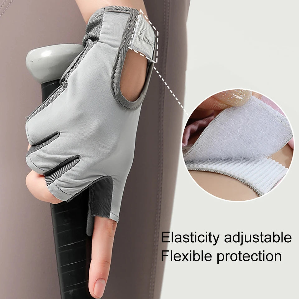 NOFOXO 1Pair Half-Finger Cycling Sports Gloves Women Breathable Anti-Slip Shock Absorbent Yoga Fitness Exercise Wear Resistant