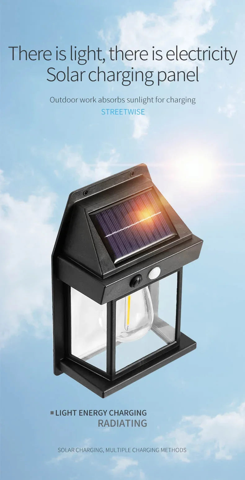 Solar Outdoor Waterproof LED Wall Light Powerful Solar Energy Lamp with Light Sensor for Garden Yard Fence House Decoration