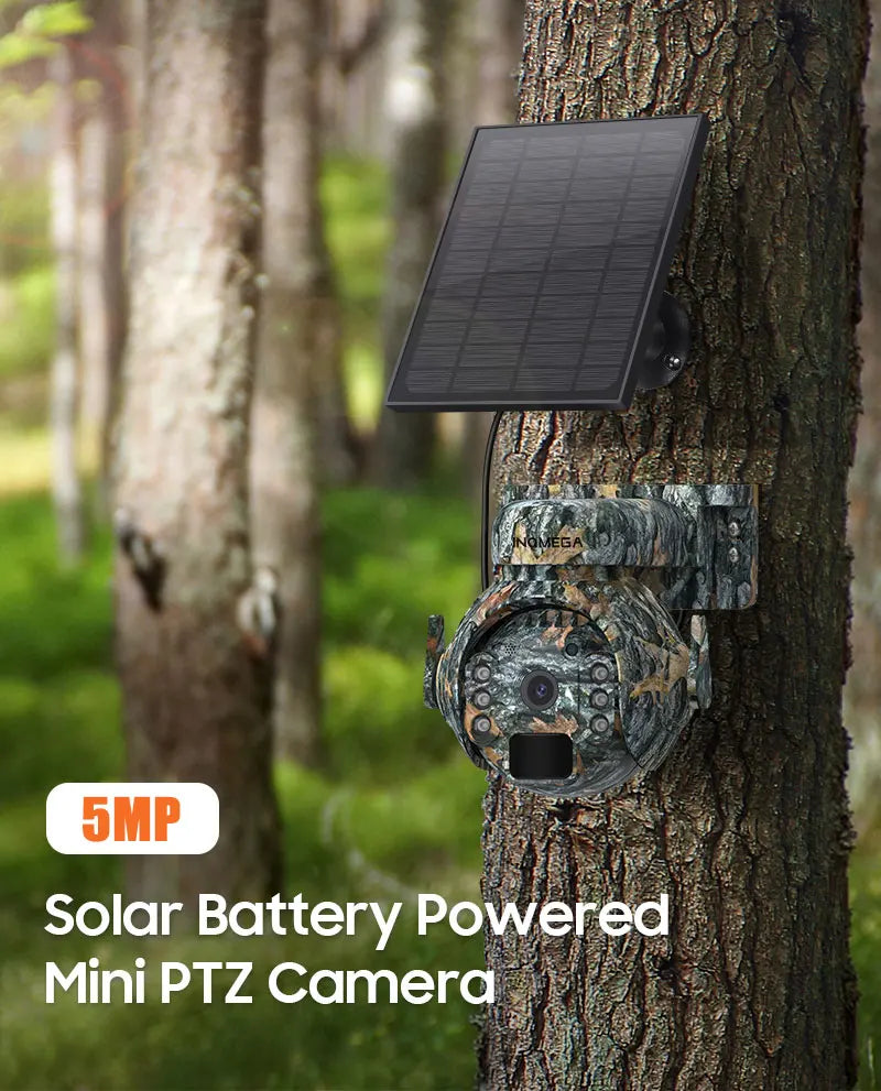 5MP Trail Camera Wireless Outdoor, 3G/4G LTE, Solar Powered Camera with 360° Pan Tilt, 2K Night Vision, Smart Motion Activated