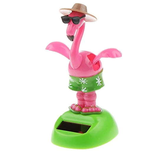 Flapping Wings Flamingo Solar Powered Hawaii Style Shaking Ornaments Car Dashboard Dancer Bobble Head (Flamingo A)