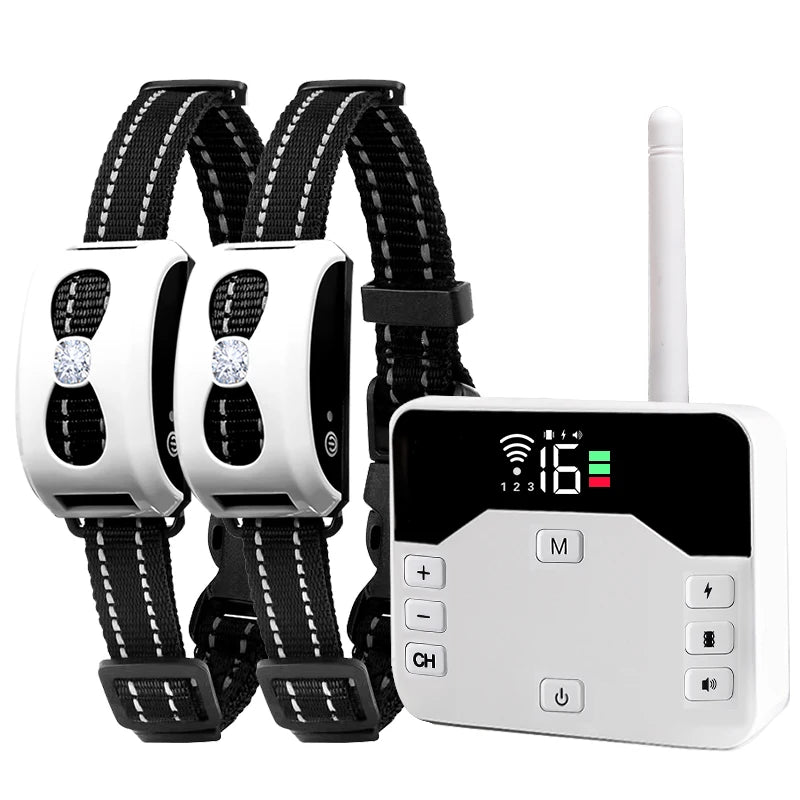 2 IN 1 Wireless Electronic Dog Fence System & Remote Training Collar Beep Shock Vibration and Pet Containment For All Size Puppy