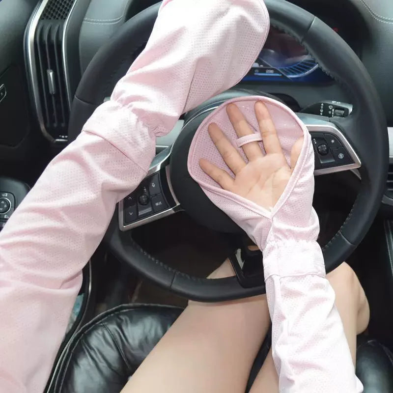 Women's summer sunscreen sleeves breathable horseshoe gloves UV protection driving gloves quick drying outdoor