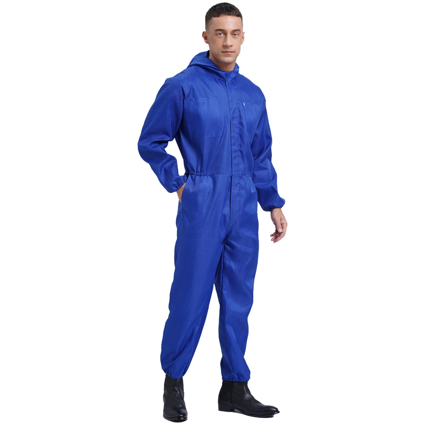 Coveralls for Men Big Pockets Overalls Jumpsuit Dungarees for Workshop Worker Dustproof Hooded Coverall Unisex Mechanic Uniform