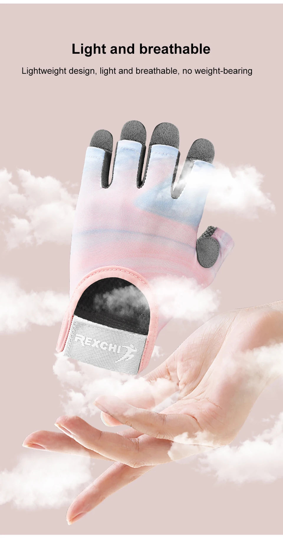 NOFOXO 1Pair Half-Finger Cycling Sports Gloves Women Breathable Anti-Slip Shock Absorbent Yoga Fitness Exercise Wear Resistant