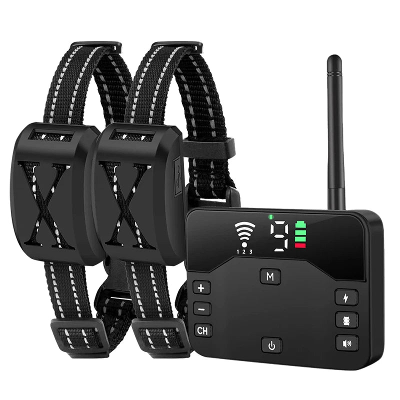 2 IN 1 Wireless Electronic Dog Fence System & Remote Training Collar Beep Shock Vibration and Pet Containment For All Size Puppy