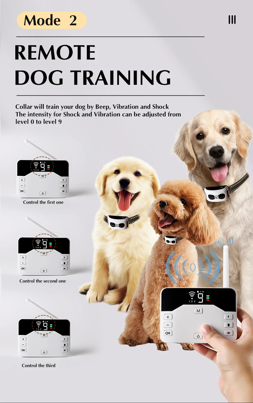 2 IN 1 Wireless Electronic Dog Fence System & Remote Training Collar Beep Shock Vibration and Pet Containment For All Size Puppy