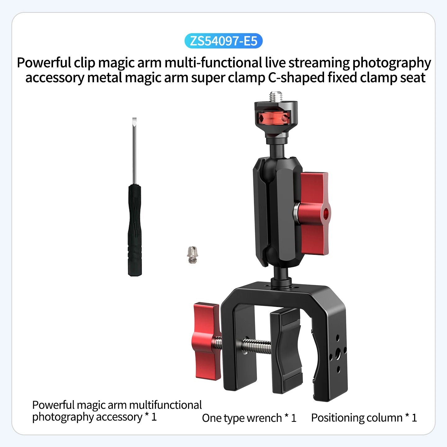 Super Clamp 1/4 ARRI Hole 17mm Ball Head for Gopro Hero 13 12 Insta360 for DJI Osmo Action DSLR Camera Desk Stand Accessories