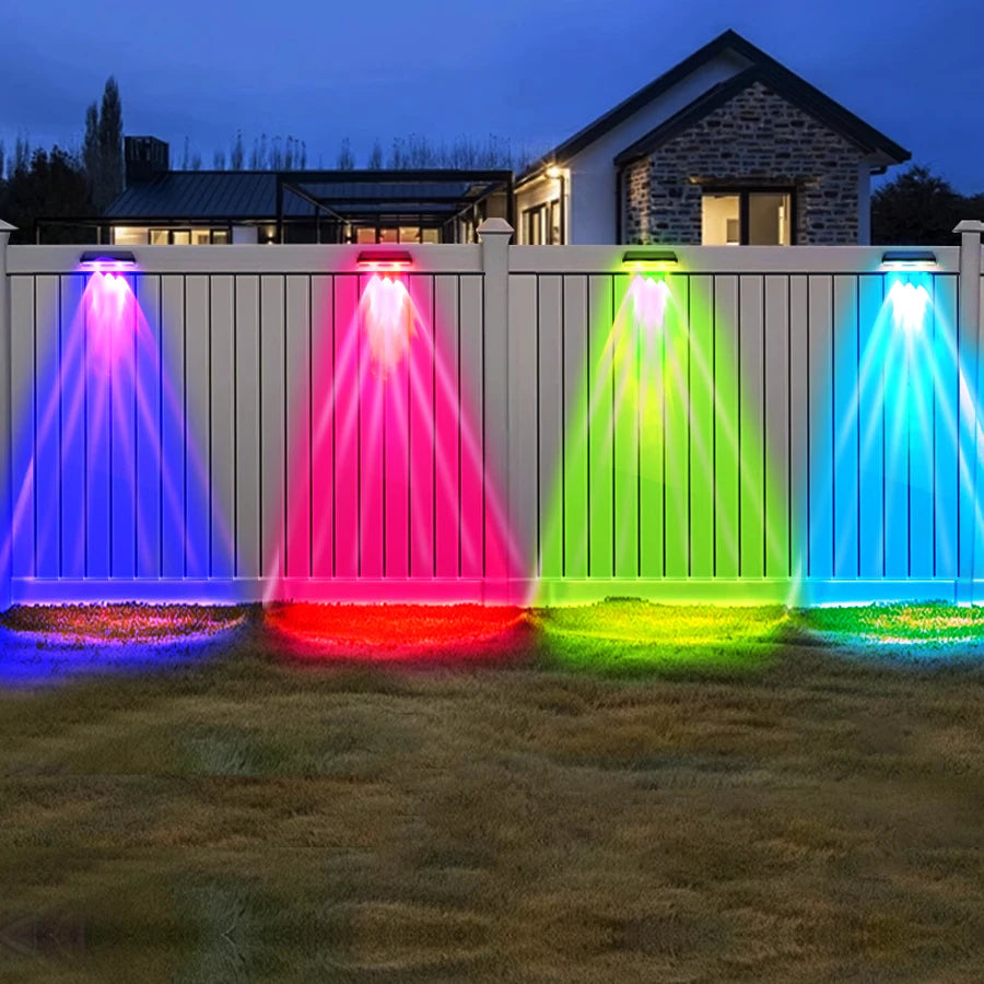 Super Bright Solar Lights RGB and Warm White Solar LED Step Lights Outdoor Fence Wall Lights IP65 Waterproof Decor Solar Lamps