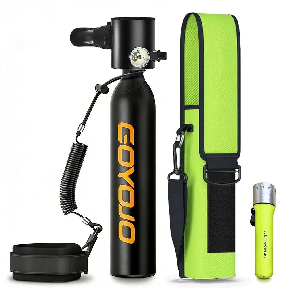 0.5L Mini Scuba Tank Diving Cylinder Scuba Diving Tank 3000PSI Small Pony Bottle 5-10 Mins Underwater Breathing for Snorkeling