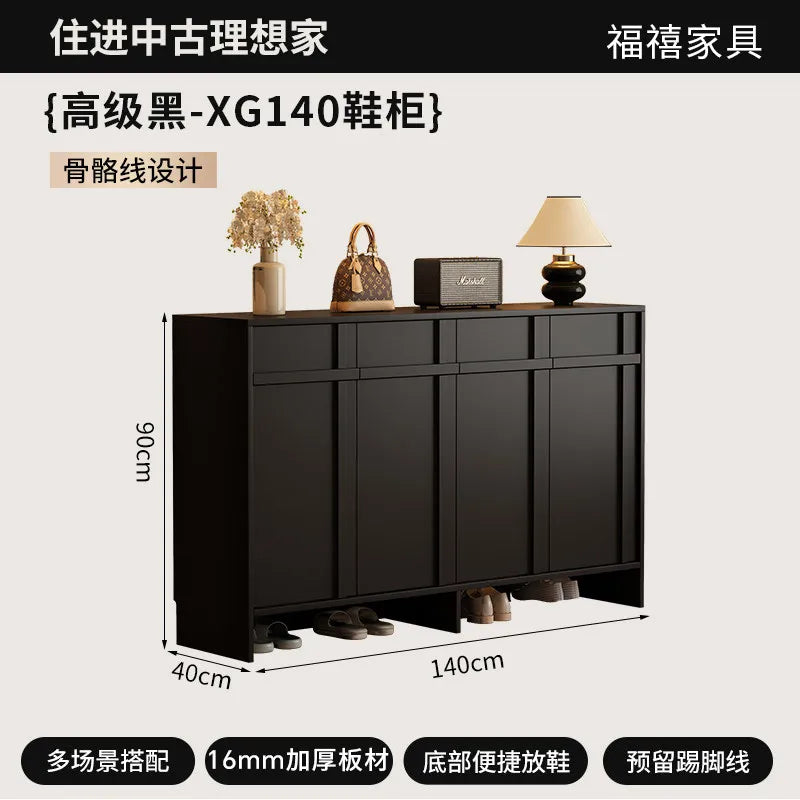Home porch indoor entrance door shoe cabinet porch cabinet small size large capacity rattan solid wood locker.